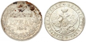 Russia 1 Rouble 1844 MW Warsaw. Nicholas I (1826-1855). Averse: Crowned double-headed Imperial eagle with orb and scepter. Reverse: Crowned date and v...