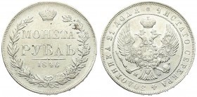 Russia 1 Rouble 1846 MW Warsaw. Nicholas I (1826-1855). Averse: Crowned double imperial eagle. Reverse: Crown above value and date within wreath. Eagl...