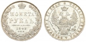 Russia 1 Rouble 1849 СПБ ПА St. Petersburg. Nicholas I (1826-1855). Av.: Crowned double-headed imperial eagle holding sceptre and orb with arms of St....