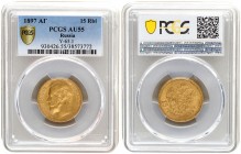 Russia 15 Roubles 1897 АГ St. Petersburg. Nicholas II (1894-1917). Averse: Head left.Reverse: Crowned double-headed imperial eagle ribbons on crown. T...