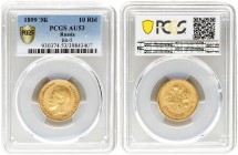 Russia 10 Roubles 1899 (ЭБ) St. Petersburg. Nicholas II (1894-1917). Averse: Head left. Reverse: Crowned double imperial eagle ribbons on crown. Gold....