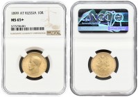 Russia 10 Roubles 1899 (АГ) St. Petersburg. Nicholas II (1894-1917). Averse: Head left. Reverse: Crowned double imperial eagle ribbons on crown. Gold....