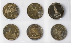 Russia USSR 1 Rouble 1977-1980 1980 Olympics. National arms divide CCCP above value. Copper-Nickel-Zinc. Y 144; 153; 164; 165; 177; 178. Lot of 6 Coin...