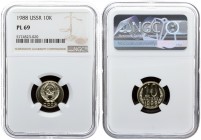 Russia USSR 10 Kopecks 1988. Copper-Nickel-Zinc. Averse: National arms. Reverse: Value and date within sprigs. Edge Description: Reeded. Y130. NGC PL6...
