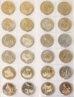 Russia 3 Rouble 1993-1995 Commemorative coins. Averse: National arms. Reverse: Value and date within oat sprigs. Copper-Nickel. Lot of 24 Coins