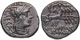 125 aC. Gens Porcia. Roma. Denario. S3. Ag. EBC / EBC+. Est.100.