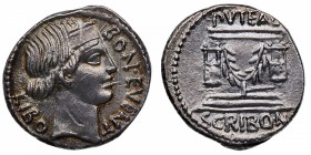 62 aC. Gens Escribonio Libio. Roma. Denario. Ag. EBC+. Est.170.