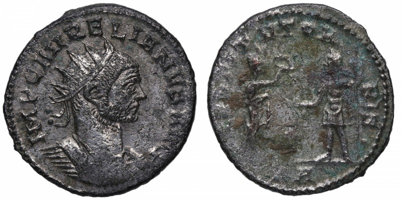 270-275 dC. Aureliano. Roma. Aureliano. Ve. Plateado original en anverso, y part...