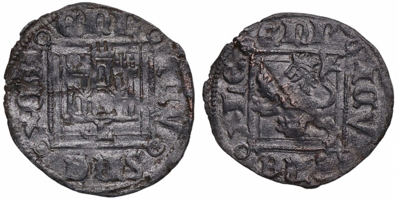 1369-1379. Enrique II (1369-1379). León. Dinero novén. MAR 680. Ve. 0,95 g. EBC-...