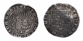 1469-1504. Reyes Católicos (1469-1504). Burgos. 1 real. Ag. 3,26 g. ligeramente alabeada. EBC-. Est.150.