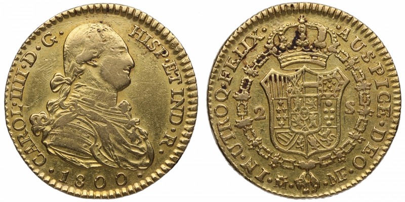 1800. Carlos IV (1788-1808). Madrid. 2 escudos. MF. MBC. Est.375.
