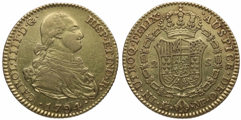 1794. Carlos IV (1788-1808). Madrid. 2 escudos. MF. Atractiva. MBC+. Est.300.