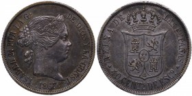 1867. Isabel II . Madrid. 40 Céntimos de Escudo. Abh. Ag. EBC-. Est.95.