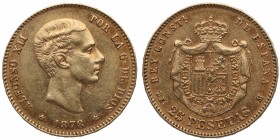 1878*78. Alfonso XII (1874-1885). Madrid. 25 pesetas. Au. SC-. Est.400.