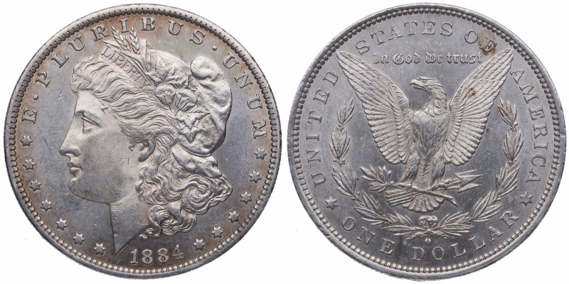 1884. Estados Unidos. O . 1 dólar Morgan. Ag. Bella. Brillo original. SC. Est.40...