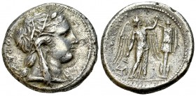 Agathokles AR Tetradrachm 

Syracuse, Sicily. Agathokles (317-289 BC). AR Tetradrachm (27 mm, 16.59 g), c. 308-305 BC.
Obv. Wreathed head of Kore r...