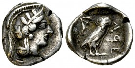 Athens AR Drachm, c. 430s 

 Athens , Attica, AR Drachm (15-16 mm, 4.15 g), c. 430s.
Obv. Head of Athena to right, wearing crested Attic helmet ado...