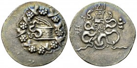 Pergamon AR Cistophor 

 Pergamon , Mysia. AR Cistophor (26-27 mm, 12.47 g), c. 130-67 BC.
Obv. Snake rising from Cysta mystica.
Rev. Serpents aro...