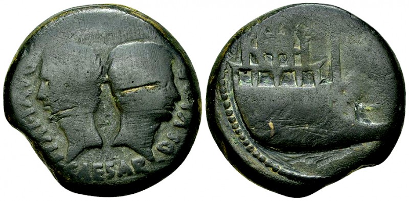 Octavianus AE Dupondius, Vienne 

 Octavianus, with Divus Iulius Caesar . AE D...