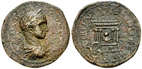 Elagabal AE30, Sidon, shrine of Astarte 

 Elagabalus (218-222 AD). AE30 (12.46 g), Sidon, Phoenicia.
Obv. IMP C M AVR ANTONINVS AVG, laureate, dra...