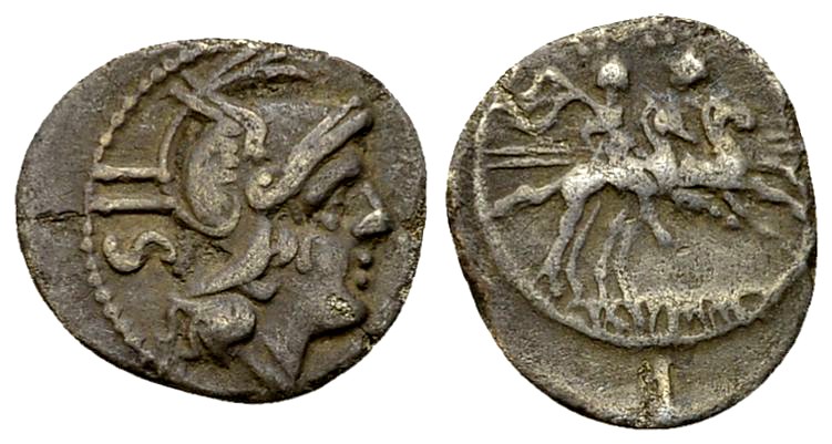 Anonymous AR Sestertius, c. 214-213 BC 

Anonymous. AR Sestertius, (12-13 mm, ...