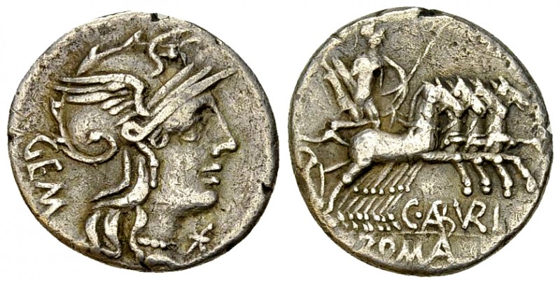 C. Aburius Geminus AR Denarius, 134 BC 

 C. Aburius Geminus. AR Denarius (18-...