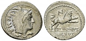 L. Thorius Balbus AR Denarius, 105 BC 

 L. Thorius Balbus. AR Denarius (19-20 mm, 3.94 g), Roma (Rome), 105 BC.
Obv. Head of Iuno Sospita right, w...