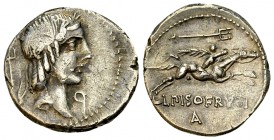 L. Calpurnius Piso Frugi AR Denarius, c. 90 BC 

 L. Calpurnius Piso Frugi. AR Denarius (17-18 mm, 3.93 g), Roma, c. 90 BC.
Obv. Laureate head of A...