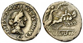 C. Annius and L. Fabius AR Denarius, 82-81 BC 

 C. Annius T.f. T.n. and L. Fabius L.f. Hispaniensis. AR Denarius (19-20 mm, 3.58 g), Rome, 82-81 BC...