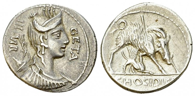 C. Hosidius C. f. Geta AR Denarius, 68 BC 

 C. Hosidius C. f. Geta. AR Denari...