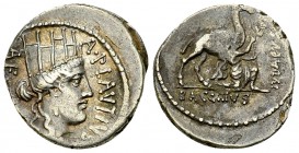 A. Plautius AR Denarius, 55 BC 

 A. Plautius. AR Denarius (17 mm, 4.00 g), Roma (Rome), c. 55 BC.
Obv. A PLAVTIVS AED CVR S C, Turreted head of Cy...