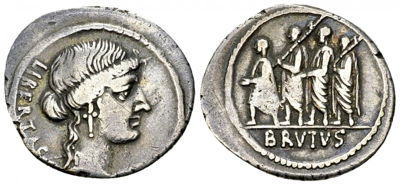 M. Junius Brutus AR Denarius, 54 BC 

 M. Junius Brutus . AR Denarius (20-21 m...