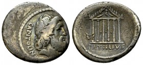 Petillius Capitolinus AR Denarius, c. 43 BC 

 Petillius Capitolinus. AR Denarius (17-18 mm, 3.59 g), c. 43.
Obv. CAPITOLINVS, Head of Jupiter righ...
