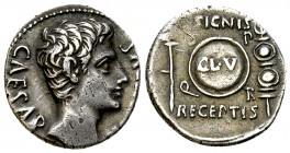 Augustus AR Denarius, Colonia Patricia, 19 BC 

 Augustus (27 BC-14 AD). AR Denarius (17-18 mm, 3.62 g), Colonia Patricia, 19 BC.
Obv. CAESAR AVGVS...