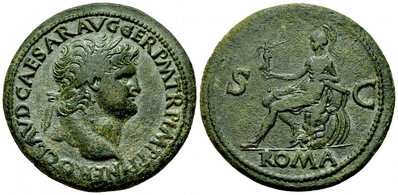 Nero AE Sestertius, Roma reverse 

 Nero (54-68 AD). AE Sestertius (36-37 mm, ...