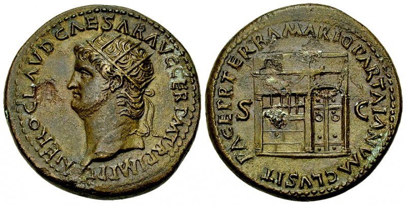 Nero AE Dupondius, temple of Janus reverse 

 Nero (54-68 AD). AE Dupondius (2...