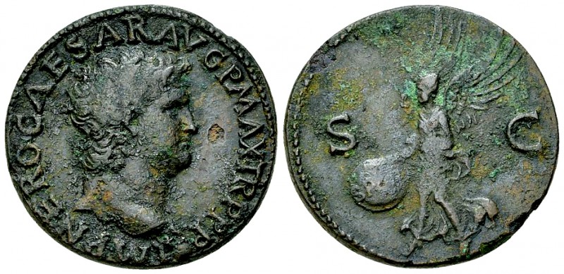 Nero AE As, Lugdunum mint 

 Nero (54-68 AD). AE As (27-28 mm, 10.79 g), 66-68...