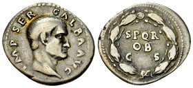 Galba AR Denarius, Corona civica reverse 

 Galba (68-69 AD). AR Denarius (18-20 mm, 3.37 g). Rome mint, c. July AD 68-January AD 69.
 Obv. IMP SER...