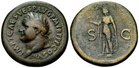 Titus AE Sestertius, Spes reverse 

 Titus (79-81 AD). AE Sestertius (34 mm, 26.42 g), Rome, 80-81.
Obv. IMP T CAES VESP AVG P M TR P P P COS VIII,...
