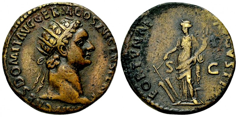 Domitianus AE Dupondius, Fortuna reverse 

 Domitianus (81-96 AD). AE Dupondiu...