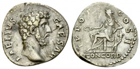 Aelius AR Denarius, Concordia reverse 

 Aelius Caesar (136-138 AD). AR Denarius (17-18 mm, 3.28 g), Roma (Rome).
Obv. L AELIVS CAESAR, Bare head r...