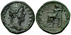 Marcus Aurelius AE Dupondius, Jupiter reverse 

 Marcus Aurelius (161-180 AD). AE Dupondius (26 mm, 13.78 g), Rome, 172/173 AD.
Obv. M ANTONINVS AV...