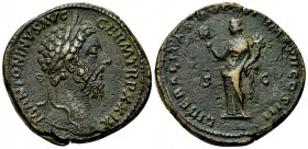 Marcus Aurelius AE Sestertius, Liberalitas reverse 

 Marcus Aurelius (161-180 AD). AE Sestertius (31-33 mm, 23.13 g), Rome, 175.
Obv. M ANTONINVS ...