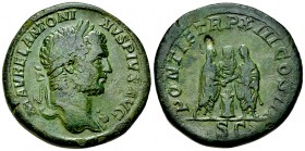 Caracalla AE Sestertius, Caracalla and Geta sacrificing 

 Caracalla (196-217 AD). AE Sestertius (32-33 mm, 24.87 g), Rome, 210 AD.
Obv. M AVREL AN...