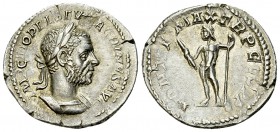 Macrinus AR Denarius, Jupiter reverse 

 Macrinus (217-218 AD). AR Denarius (20 mm, 3.59 g). Rome, 217 AD. 
Obv. IMP C M OPEL SEV MACRINVS AVG, Lau...
