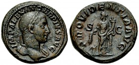 Severus Alexander AE As, Providentia reverse 

 Severus Alexander (222-235 AD). AE As (25-27 mm, 13.59 g), Rome, 232.
Obv. IM ALEXANDER PIVS AVG, L...