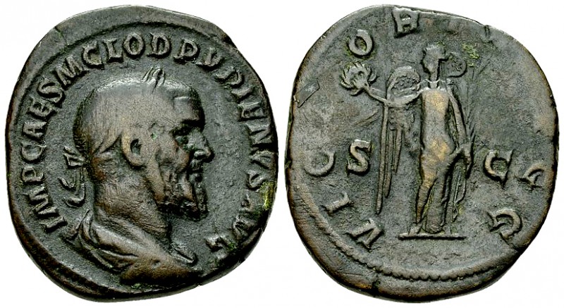 Pupienus AE Sestertius, Victory reverse 

 Pupienus (238 AD). AE Sestertius (2...