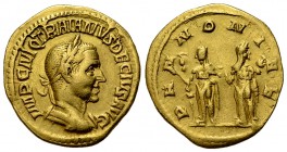 Traianus Decius Aureus, Pannoniae reverse 

 Traianus Decius (249-251 AD). Aureus (19-20 mm, 4.48 g), Rome.
Obv. IMP C M Q TRAIANVS DECIVS AVG, Lau...