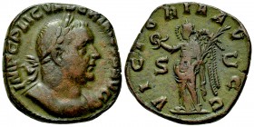 Valerianus I AE Sestertius, Victory reverse 

 Valerianus I. (253-260 AD). AE Sestertius (27 mm, 15.93 g), Rome, 253-254 AD.
Obv. IMP C P LIC VALER...