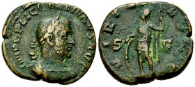 Gallienus AE Sestertius, Virtus/Mars reverse 

 Gallienus (253-268 AD). AE Sestertius (26-30 mm, 15.45 g), Rome, c. 257/258 AD.
Obv. IMP C P LIC GA...